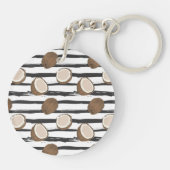 Coconuts on Grunge Stripes Pattern Sleutelhanger (Achterkant)