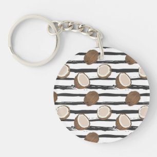 Coconuts on Grunge Stripes Pattern Sleutelhanger