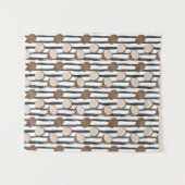 Coconuts on Grunge Stripes Pattern Wandkleed (Voorkant (horizontaal))