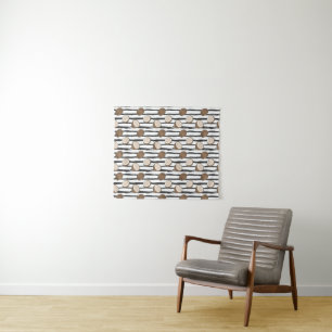 Coconuts on Grunge Stripes Pattern Wandkleed