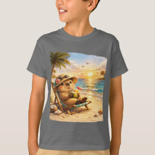 Coconutstrand Capybara Schattig Zomer Tropisch O T-shirt