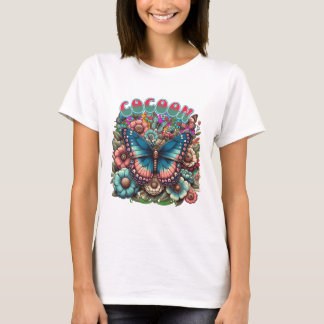 Cocoon Butterfly Floral Transformation T-shirt