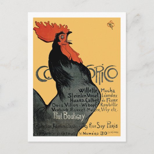 Cocorico Magazine Illustratie Theophile Steinlen Briefkaart (Voorkant)