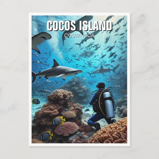 Cocos Island Scuba Diver Briefkaart (Voorkant)