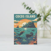 Cocos Island Scuba Diver Briefkaart (Staand voorkant)