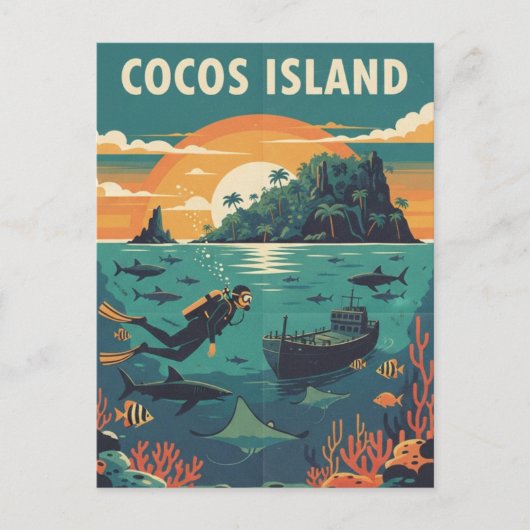 Cocos Island Scuba Diver Briefkaart (Voorkant)