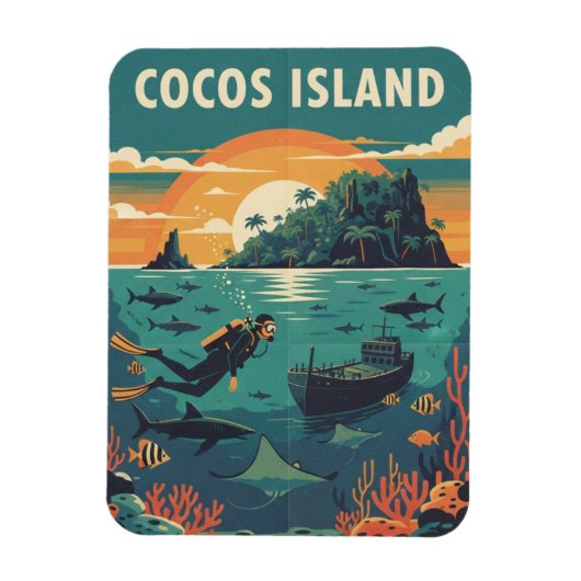 Cocos Island Scuba Diver Magneet (Verticaal)