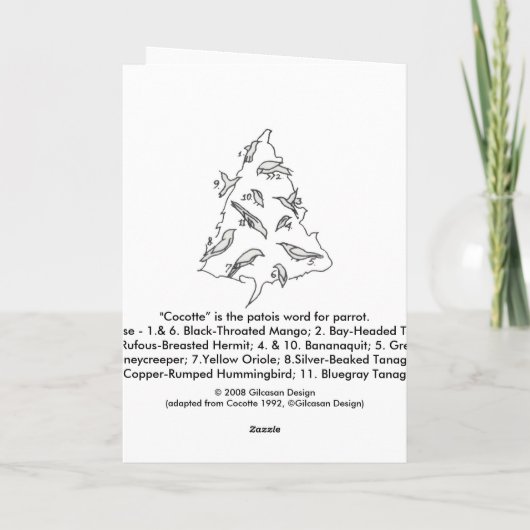 Cocotte kerstboom feestdagen kaart (Achterkant)