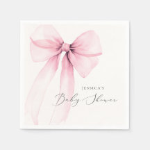Cocquette Waterverf Roze Strik Baby Shower Servetj