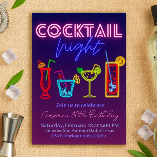 Coctail Night - Neon Drink Kaart