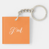 Coctail Party Oranje effen kleur monogram initiale Sleutelhanger (Achterkant)