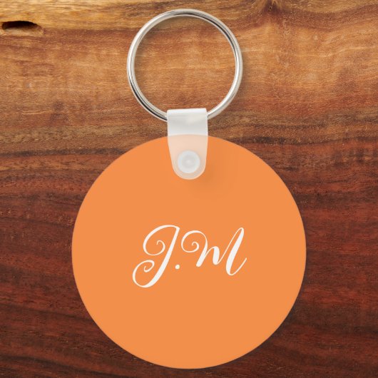 Coctail Party Oranje effen kleur monogram initiale Sleutelhanger (Achterkant)