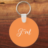 Coctail Party Oranje effen kleur monogram initiale Sleutelhanger (Voorkant)