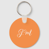Coctail Party Oranje effen kleur monogram initiale Sleutelhanger (Achterkant)