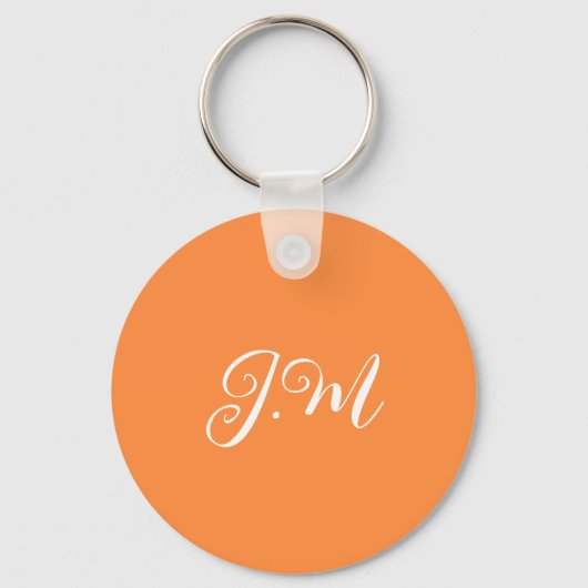 Coctail Party Oranje effen kleur monogram initiale Sleutelhanger (Achterkant)