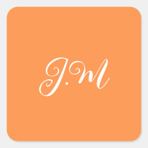 Coctail Party Oranje effen kleur monogram initiale Vierkante Sticker