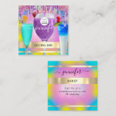 Coctail Pub Wine Restaurant Logo Holographic Drink Vierkante Visitekaartje (Voorkant / Achterkant)