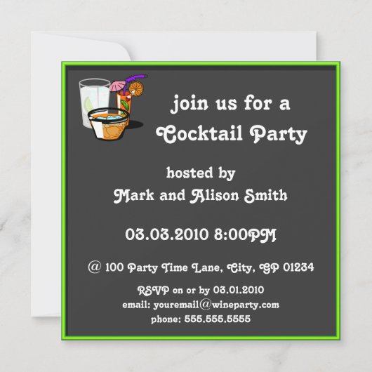 Coctails Cocktail Party-uitnodigingen Kaart (Achterkant)