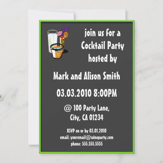 Coctails Cocktail Party-uitnodigingen Kaart (Achterkant)
