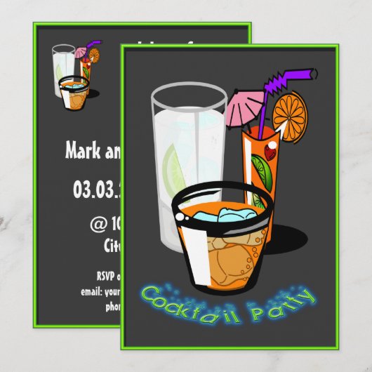 Coctails Cocktail Party-uitnodigingen Kaart (Voorkant / Achterkant)