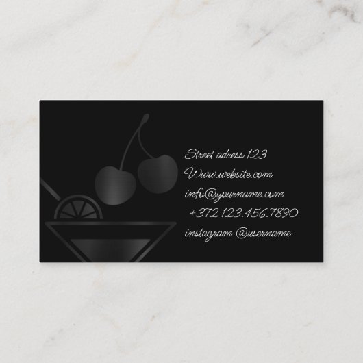 Coctal Klassieke Privé Party Bartender Visitekaartje (Achterkant)