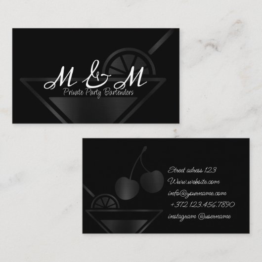 Coctal Klassieke Privé Party Bartender Visitekaartje (Voorkant / Achterkant)