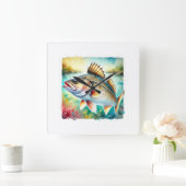 Cod Fish 190724AREF127 - Watercolor Vierkante Klok (Huis)