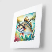 Cod Fish 190724AREF127 - Watercolor Vierkante Klok (Hoek)