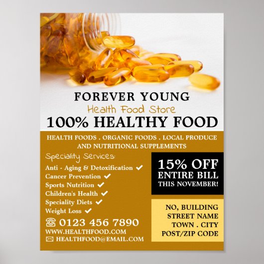 Cod Liver Oil, Health Food Store Advertising Poster (Voorkant)