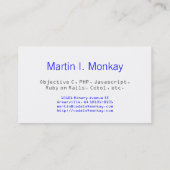Code aap javascript visitekaartje (Achterkant)