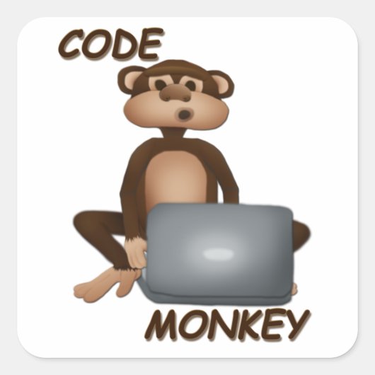 Code aap vierkante sticker (Voorkant)