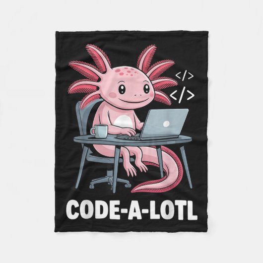 Code-alotl Funny Axolotl T-shirt voor programmeurs Fleece Deken (Voorkant)