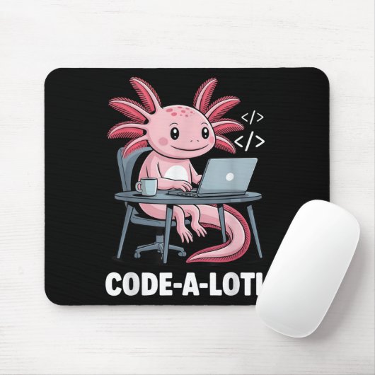Code-alotl Funny Axolotl T-shirt voor programmeurs Muismat (Met muis)