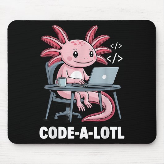 Code-alotl Funny Axolotl T-shirt voor programmeurs Muismat (Voorkant)