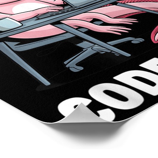 Code-alotl Funny Axolotl T-shirt voor programmeurs Poster (Hoek)