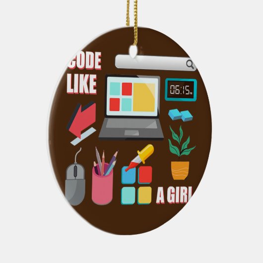 Code als een Girl Coder Programmer Keramisch Ornament (Rechts)