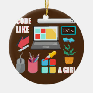 Code als een Girl Coder Programmer Keramisch Ornament