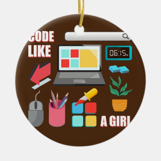 Code als een Girl Coder Programmer Keramisch Ornament (Voorkant)
