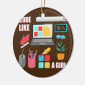 Code als een Girl Coder Programmer Keramisch Ornament (Links)