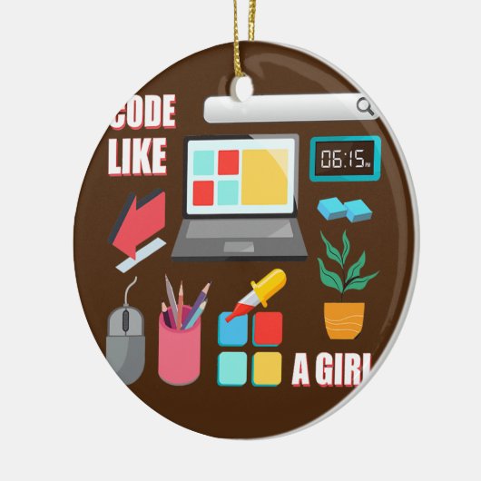 Code als een Girl Coder Programmer Keramisch Ornament (Links)