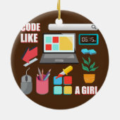 Code als een Girl Coder Programmer Keramisch Ornament (Achterkant)