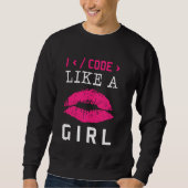 Code als een Girl Lips Coder Software C Trui (Voorkant)