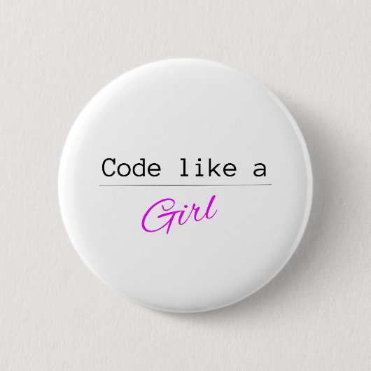 Code als een GIRL Ronde Button 5,7 Cm (Voorkant)