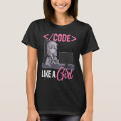 Code als een meisje software ontwikkelaar codering t-shirt (Voorkant)