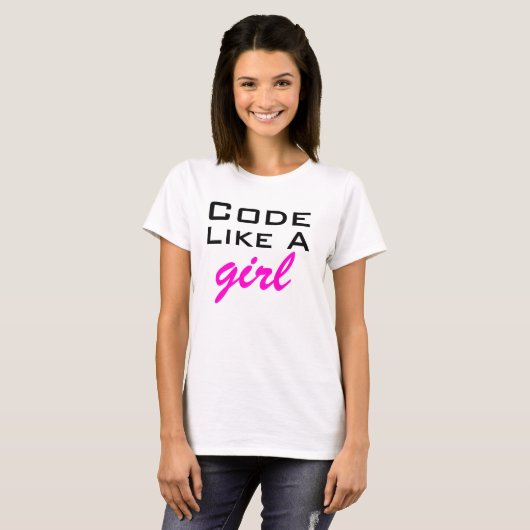 Code als een meisje t-shirt (Voorkant volledig)