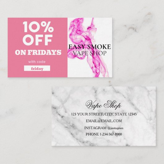 Code bijzondere vorm van vrijdentekort visitekaartje (Voorkant / Achterkant)