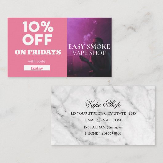 Code bijzondere vorm van vrijdentekort visitekaartje (Voorkant / Achterkant)