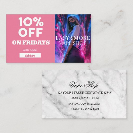 Code bijzondere vorm van vrijdentekort visitekaartje (Voorkant / Achterkant)