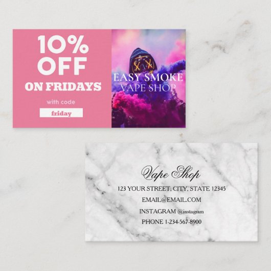 Code bijzondere vorm van vrijdentekort visitekaartje (Voorkant / Achterkant)