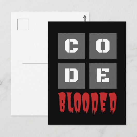 CODE Blooded Coded Computer Programmer Funny Briefkaart (Voorkant / Achterkant)